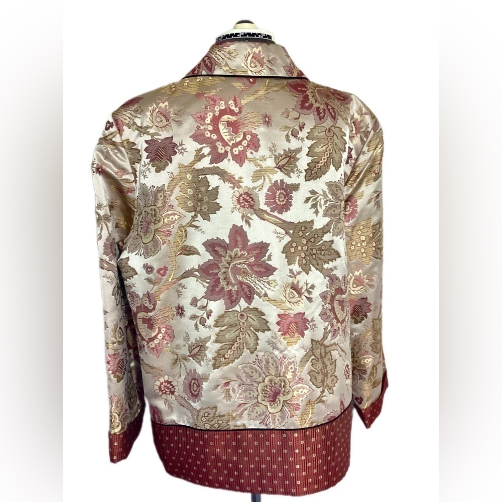 August Max Silk Floral Jacquard Jacket Size 4 Autumnal Sophisticated Chic Fall - Picture 6 of 15